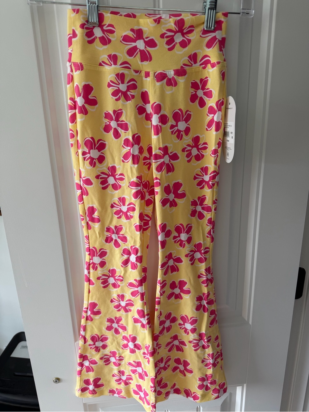 bcg Yellow Leggings with Pink Floral Print